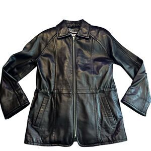 Wilsons Pelle Studio Black Leather Jacket Lined Thinsulate Ultra Small‎